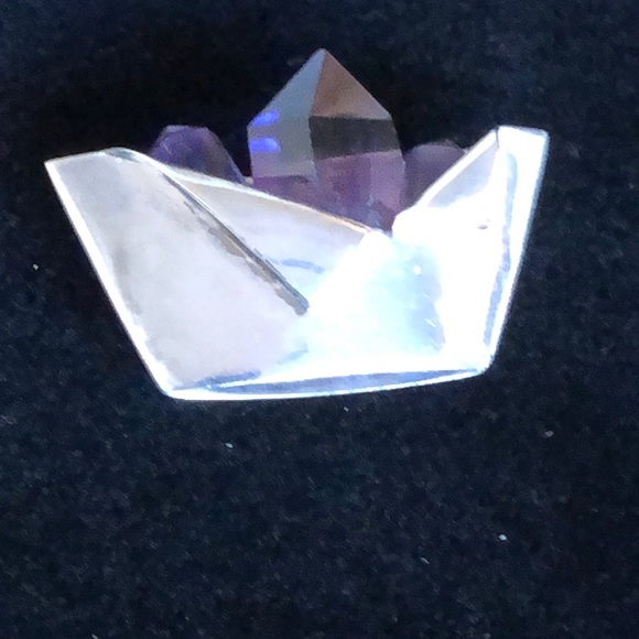 Vintage Amethyst Gemstone and Silver Brooch - Picture 3 of 6